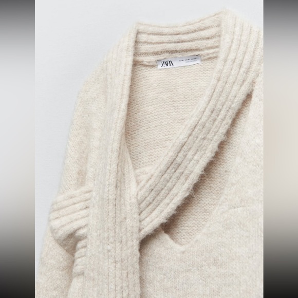 Women Zara Knit Sweater With Scarf Size Small - Picture 7 of 9